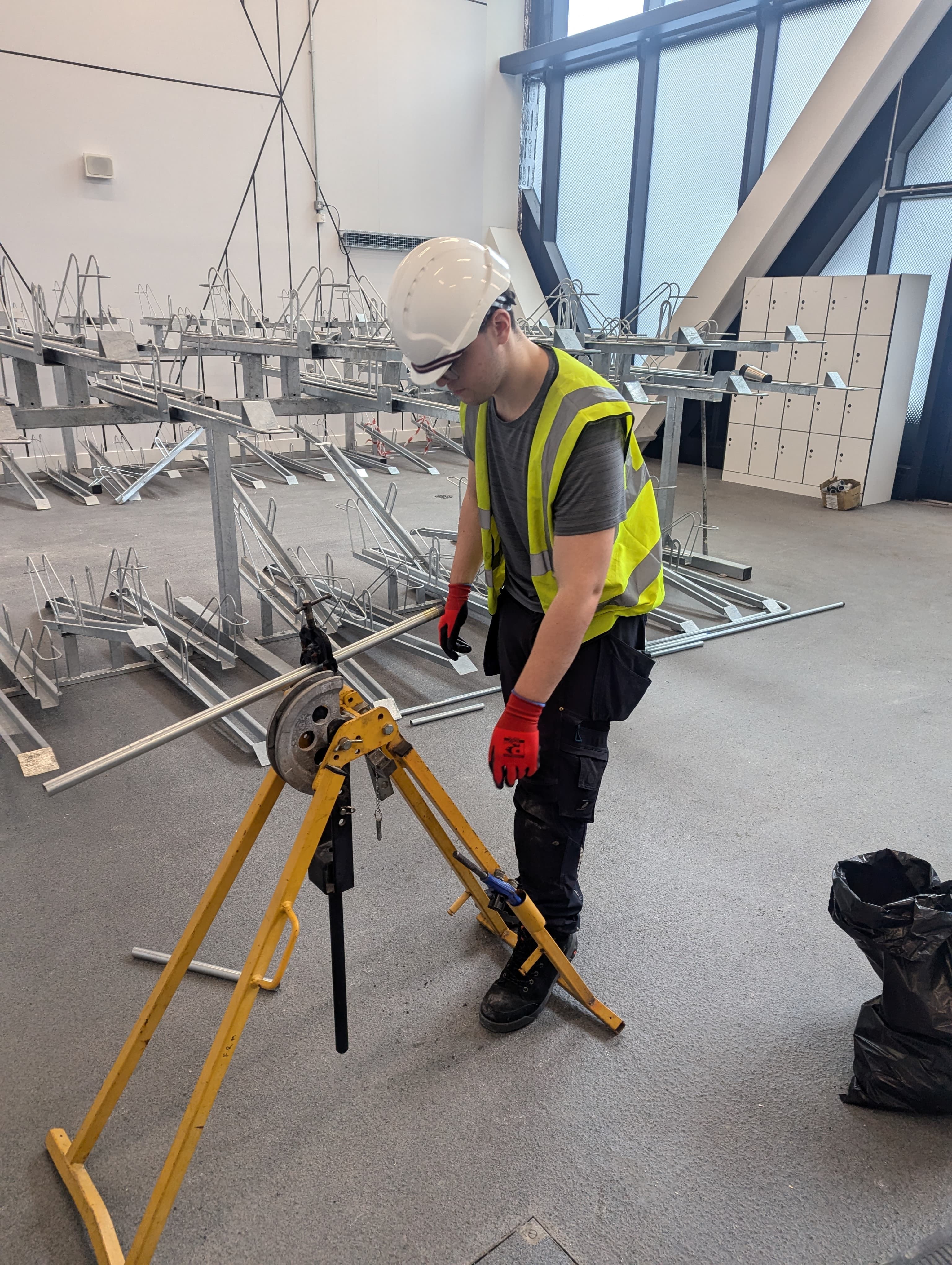 An FRM electrician carrying out an installation
