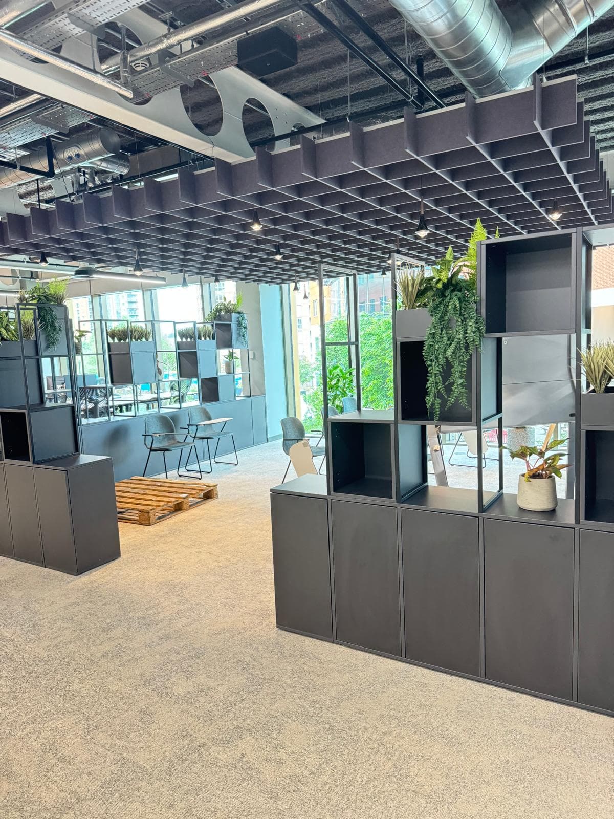 Containment and services being installed during a commercial fit-out.